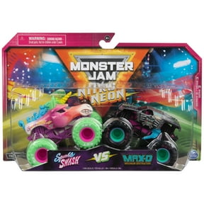Monster Jam, 2-Pack Neon 1:64 Nitro Monster Trucks, Sparkle Smash Vs. Max-D