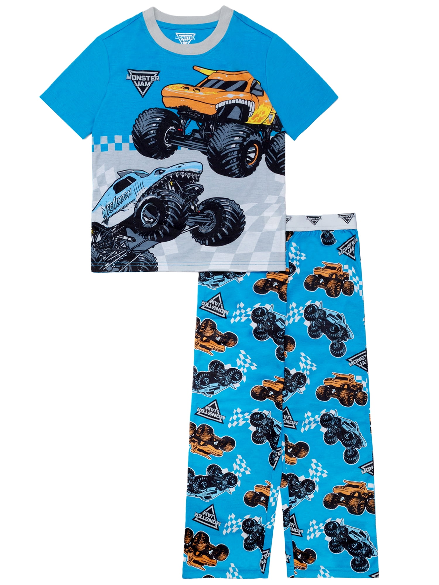 Monster Jam 2-Piece Short Sleeve and Pant Pajama Set, Sizes 4-12