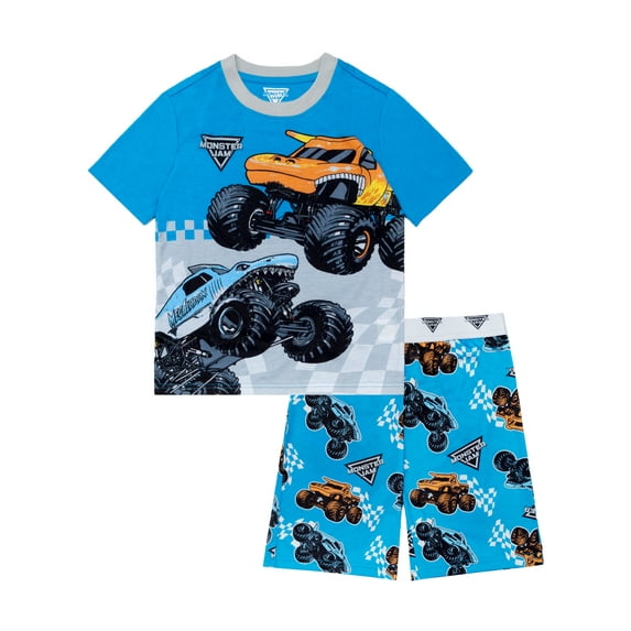 Monster Jam 2-Piece Short Sleeve and Short Pajama Set, 4-12