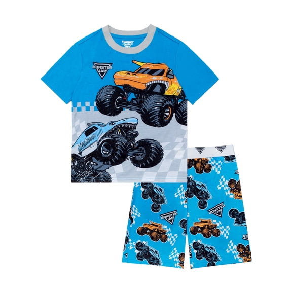 Monster Jam 2-Piece Short Sleeve and Short Pajama Set, 4-12