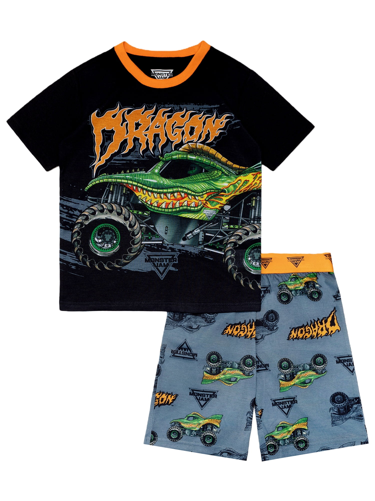 Monster Jam 2-Piece Short Sleeve and Short Pajama Set, 4-12