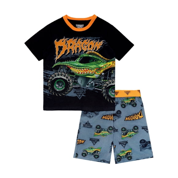 Monster Jam 2-Piece Short Sleeve and Short Pajama Set, 4-12
