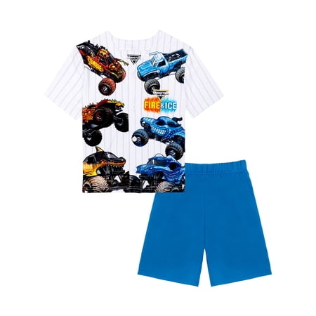 Monster Jam 2-Piece Short Sleeve and Short Pajama Set, Sizes 4-12