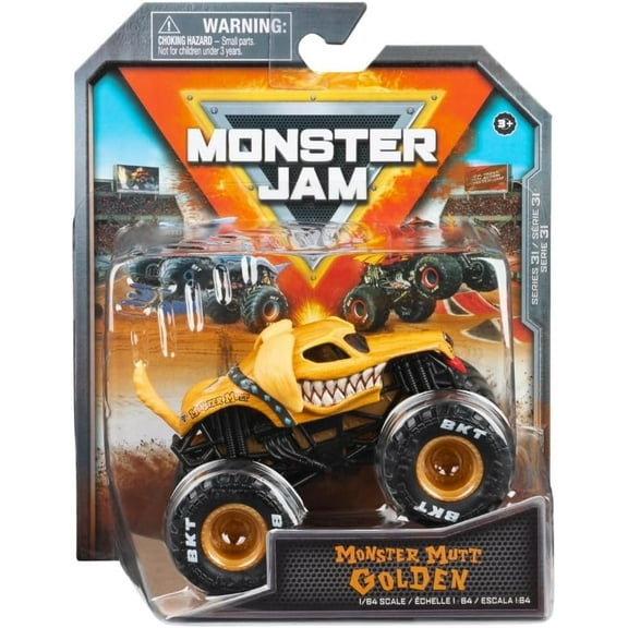 Monster Jam Spin Master 1:64 Diecast Truck Series 31 Ruff Crowd Monster Mutt Golden