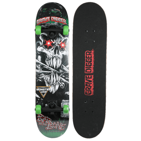 Monster Jam 31" x 7.5" Standard Popsicle Complete Skateboard, Pro Trucks, 50mm x 30mm Wheels