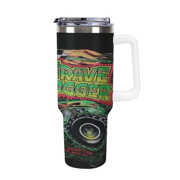 Monster-Jam 40oz Large Capacity Car Cup Tumbler with Handle And Straw Lid, Insulated Stainless Steel Double Wall Vacuum Travel Mug, Leak-proof Large Capacity Car Cup,Cupholder Friendly