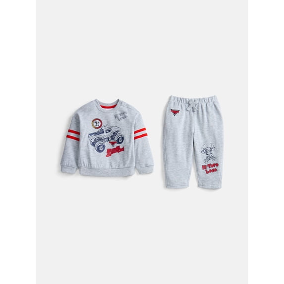 Monster Jam Baby Boys' Front Back Graphic Sweatshirt and Joggers, 2-Piece, Sizes 0/3M-24M