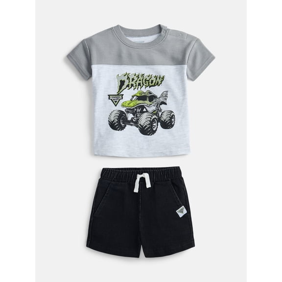 Monster Jam Baby Boys Graphic Tee and Matching Shorts Set, 2-Piece, Sizes 0/3M-24M