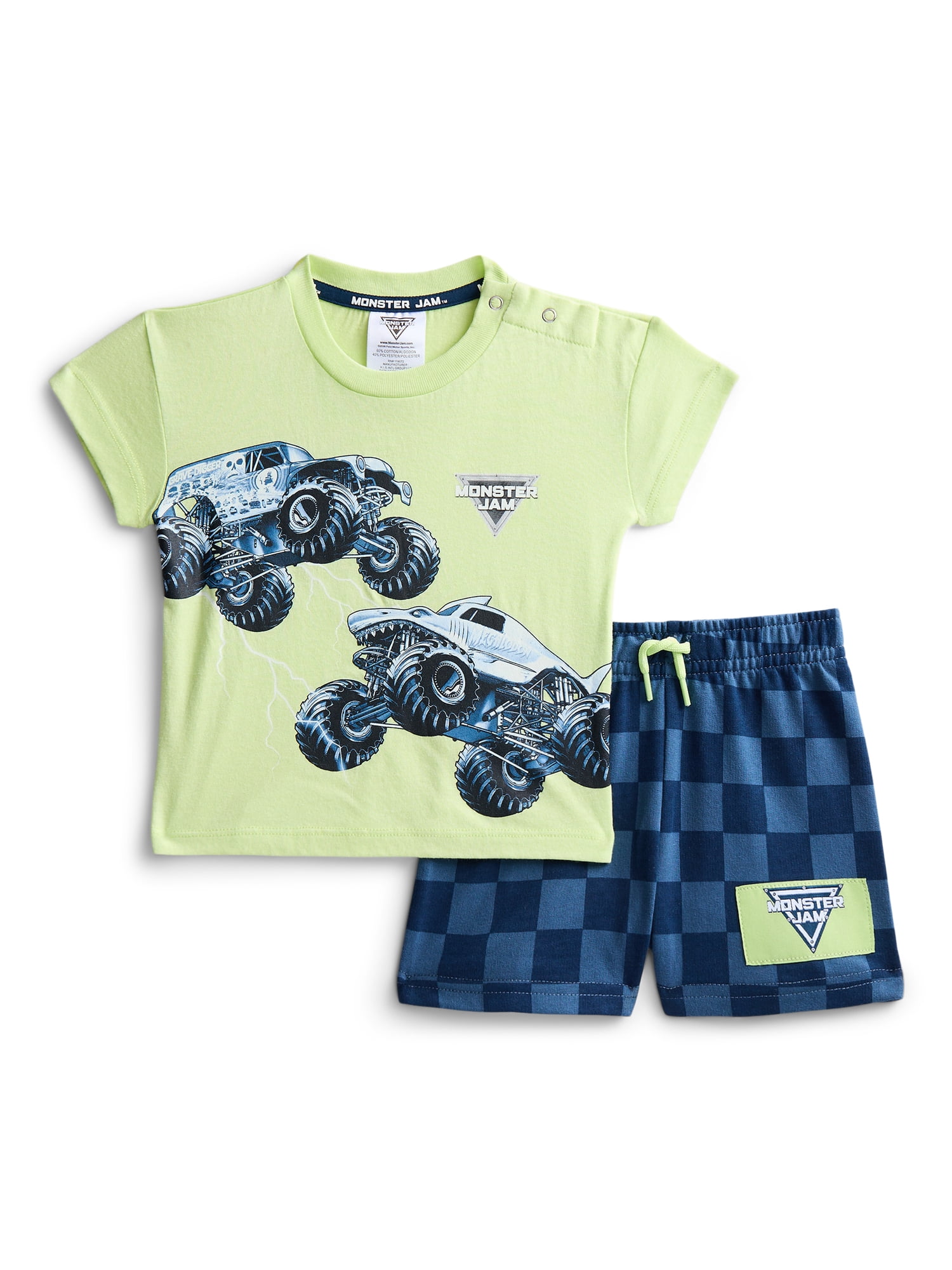 Monster Jam Baby and Toddler Boy Short Sleeve Graphic Tee and Shorts Set, 2 Piece, Sizes 12M-5T