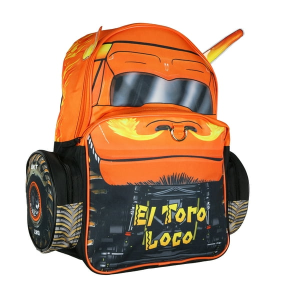 Monster Jam Backpack El Toro Loco Crazy Bull Truck Grill Design Laptop Tech Travel Bag Daypack