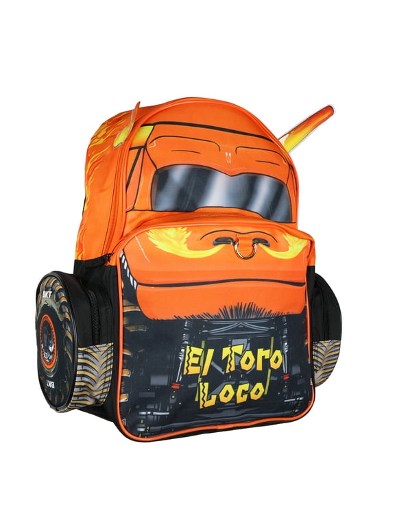 Monster Jam Backpack El Toro Loco 3D Bull Horns Monster Truck 16" Kids School Book Bag with Laptop Tech Sleeve 16"
