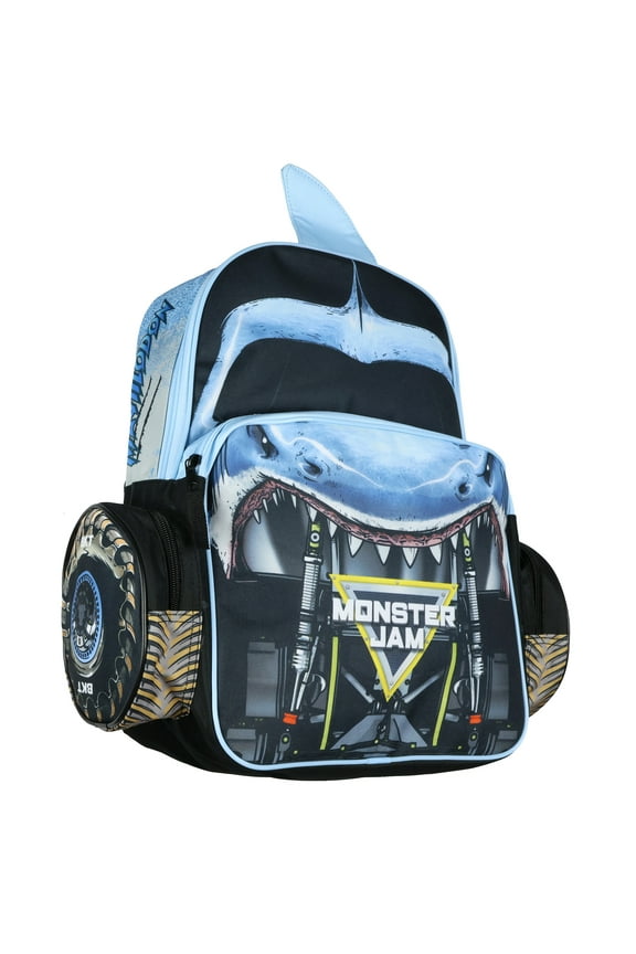Monster Jam Backpack Megalodon Predator Truck Grill Laptop Tech Travel Daypack 16"