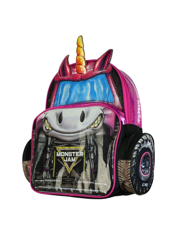 Monster Jam Backpack Sparkle Smash 3D Truck Bookbag 16"