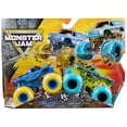 thumbnail interactive-video image 1 of Monster Jam, Blue Thunder Vs. Bad News Travels Fast Die-Cast Monster Trucks, 1:64 Scale, Kids Toys for Boys Ages 3 and up, 1 of 7