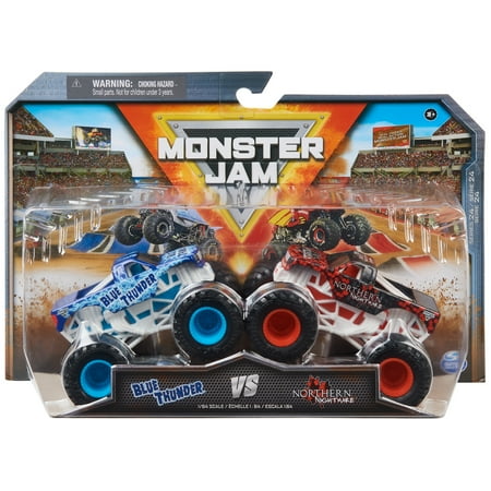 Monster Jam Blue Thunder Vs. Northern Nightmare - 1:64 Scale Monster Trucks, Girl and Boy Toys