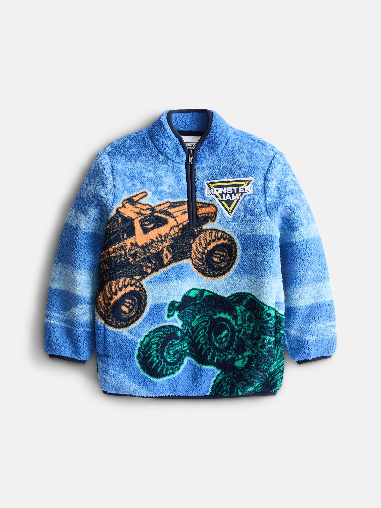 Monster Jam Boy's Fuzzy Fleece Quarter Zip Jacket, Sizes XS-XXL