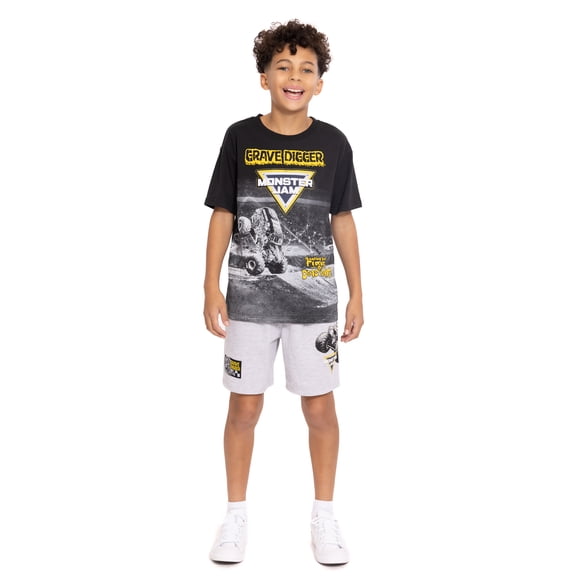 Monster Jam Boys Short Sleeve Graphic Tee and Shorts Set, 2-Piece, Sizes 4-16