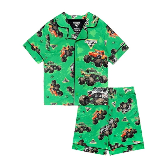 Monster Jam Boys 2-Piece Coat and Short Pajama Set, Sizes 4-12