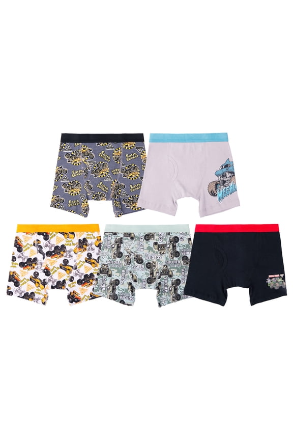 Boys Cotton Boxer Briefs Underwear, 5-Pack, Sizes 4-8
