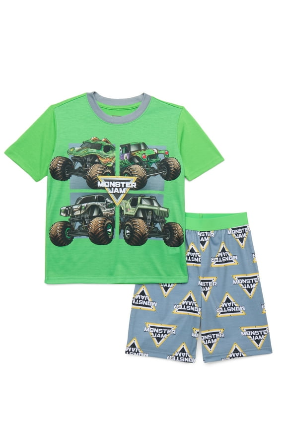 Monster Jam Boys Graphic Print Tee and Shorts Sleep Set, 2-Piece, Sizes 4-12