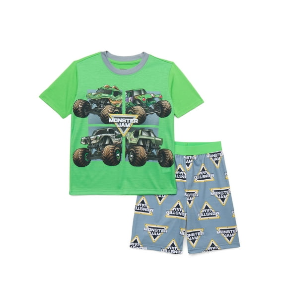 Monster Jam Boys Graphic Print Tee and Shorts Sleep Set, 2-Piece, Sizes 4-12
