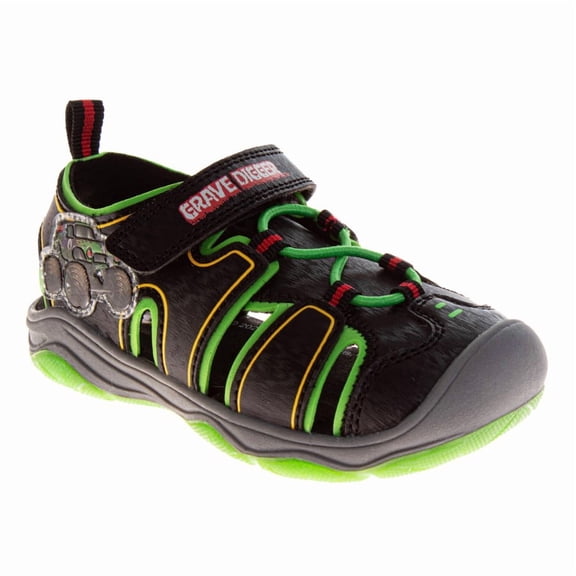 Monster Jam Boys Grave Digger Hook and Loop Sport Sandals (Toddler / Kids), Green, Size: 8