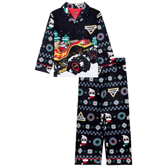 Monster Jam Boys Long Sleeve Coat and Pant Pajama Set, 2-Piece, Sizes 4-12