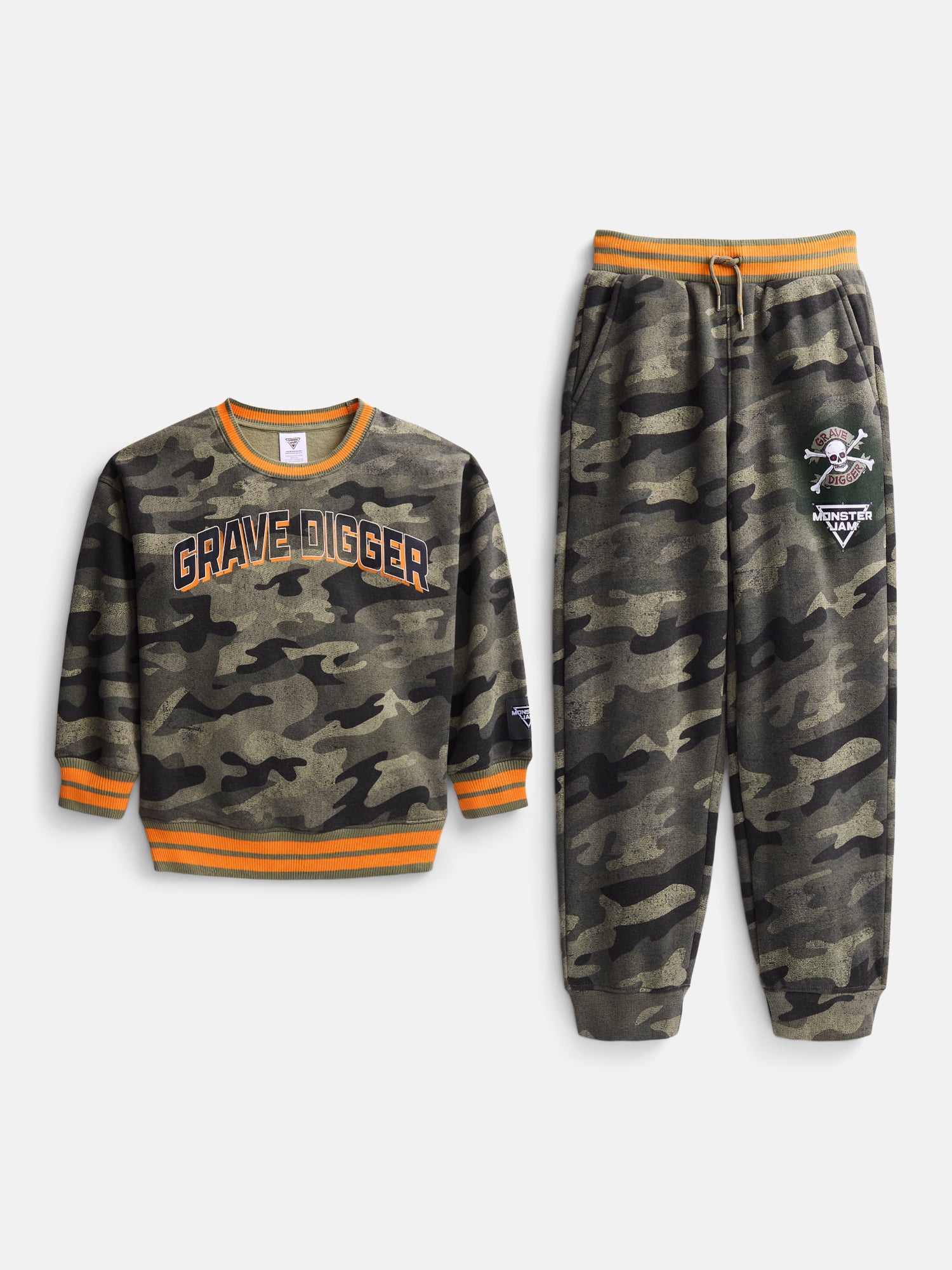 Monster Jam Boys Crewneck Sweatshirt and Joggers 2-Piece Set, Sizes 4-16