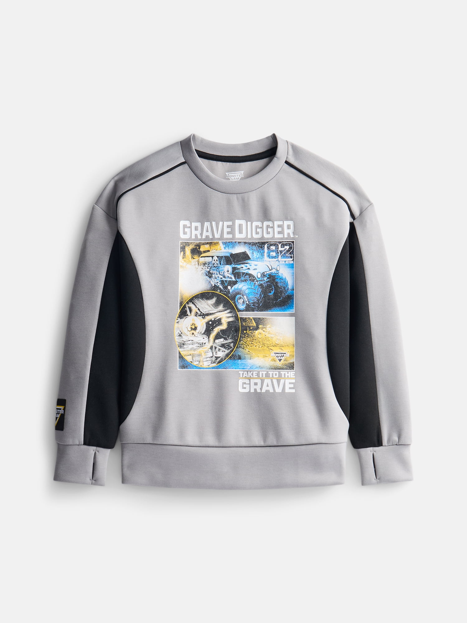 Monster Jam Boys Long Sleeve Graphic Crewneck Pullover, Sizes 4-16
