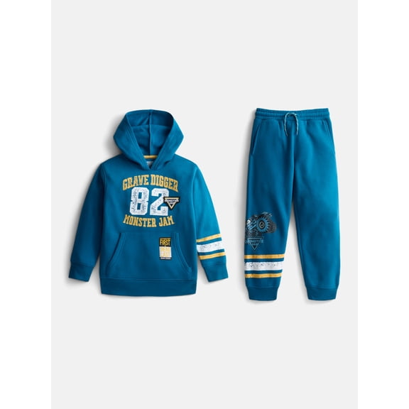 Monster Jam Boys Graphic Hoodie and Matching Joggers Set, 2-Piece, Sizes 4-18
