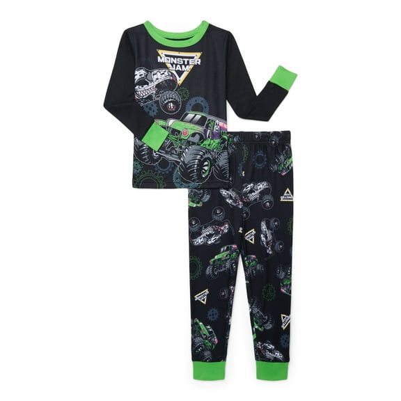 Monster Jam Boys Long Sleeve Tee and Pants Pajama Set, 2-Piece, Sizes 4-10