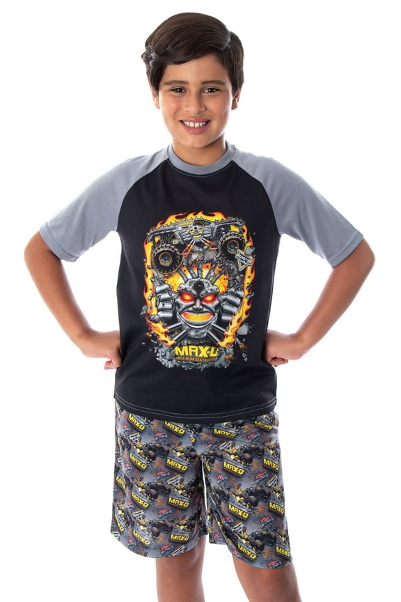 Monster Jam Boys' MAX-D Monster Truck 2 PC Shirt And Shorts Pajama Set