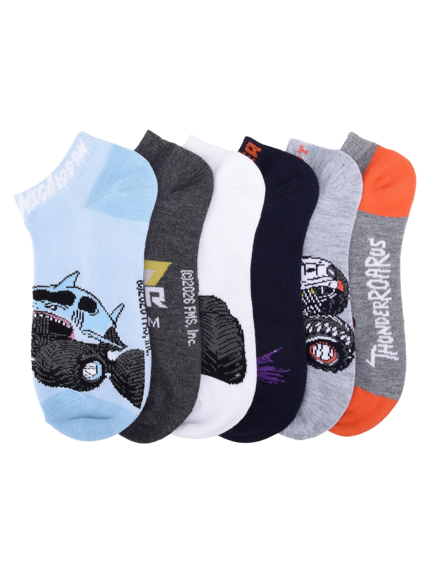 Monster Jam Boys No Show Socks, 6-Pack, Size Small