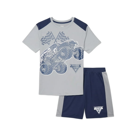 Monster Jam Boys Graphic Active T-Shirt and Mesh Shorts Set, 2-Piece, Sizes 4-12