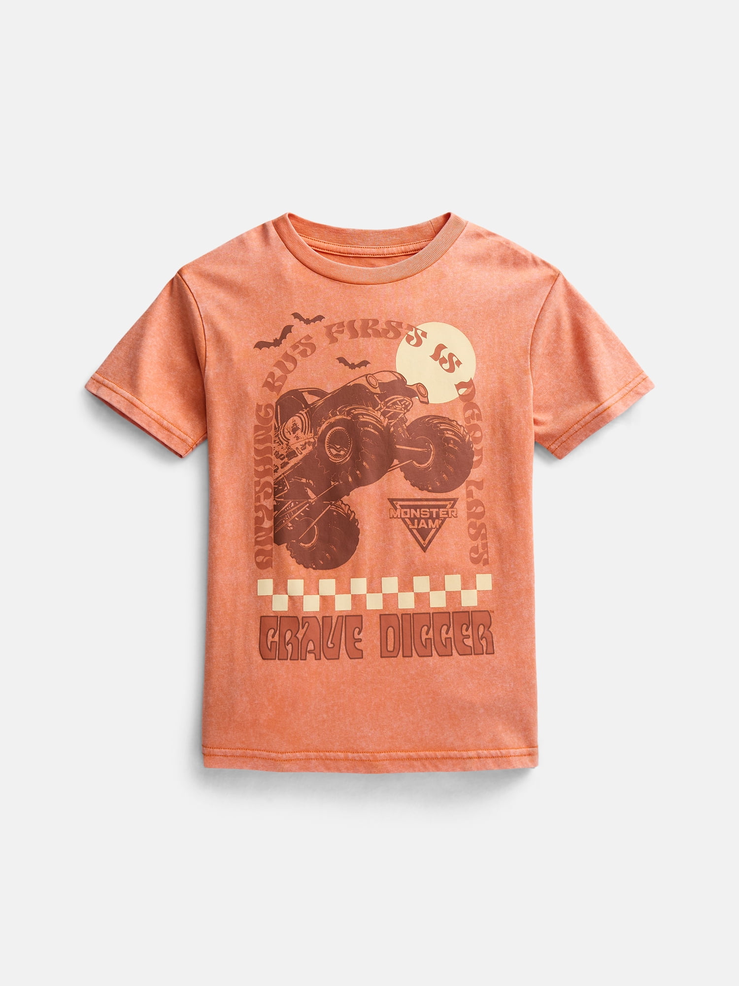 Monster Jam Boys Washed Halloween Graphic Tee with Short Sleeves, Sizes 4-18