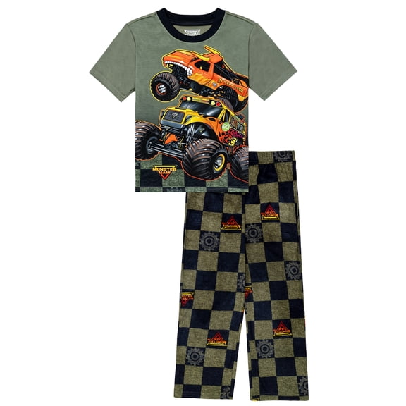 Monster Jam Boys Short Sleeve Top and Pant Pajama Set, 2-Piece, Sizes 4-12