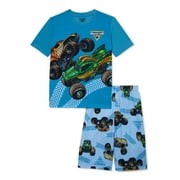 Monster Jam Boys Short Sleeve and Shorts Pajama Set, 2-Piece, Sizes 4-12