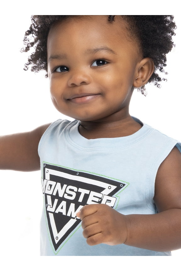 Monster Jam Cars Toddler Boy Tank Top with Front and Back Graphics, Sizes 12M-5T