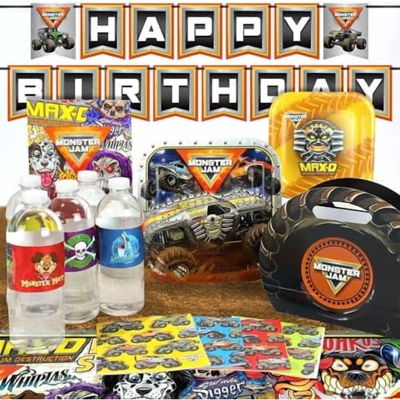 Monster Jam (Deluxe Party Pack for 24 Guests): Unleash the Excitement with Decorations & Favors!$$Home Decor, Kitchen, & Other