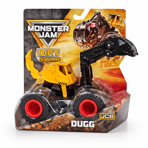 Monster Jam Dirt Squad DUGG Vehicle JCB Construction Monster Truck Toy, Series 11