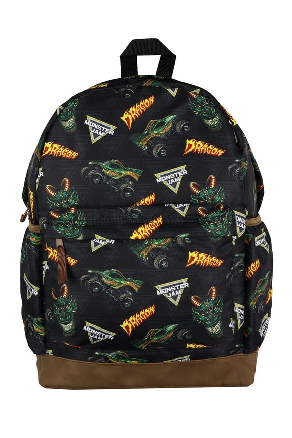 Monster Jam Dragon 16" Backpack with Adjustable Straps with Allover Print Design