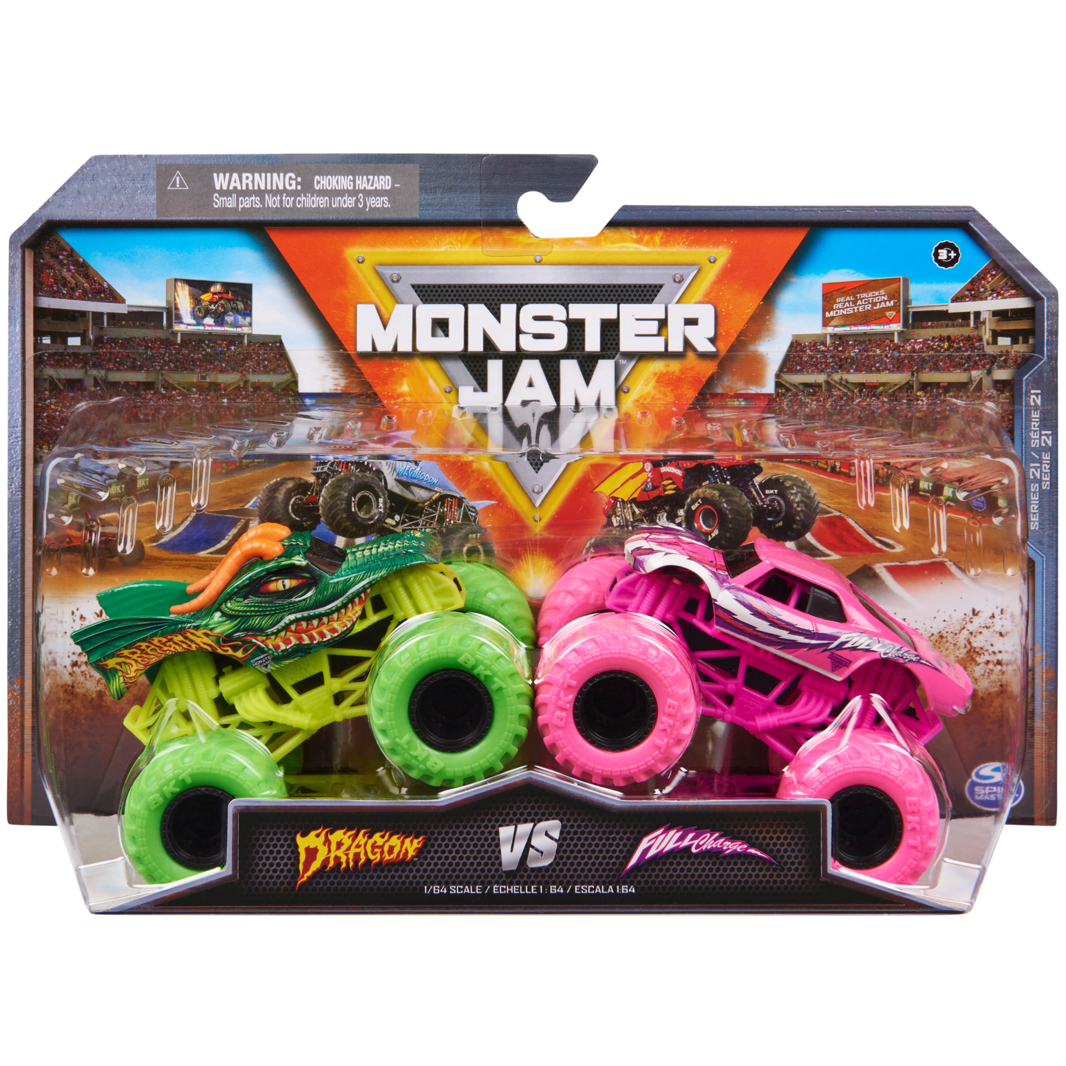 Monster Jam, Dragon Vs. Full Charge 1:64 Scale Die-Cast Monster Trucks