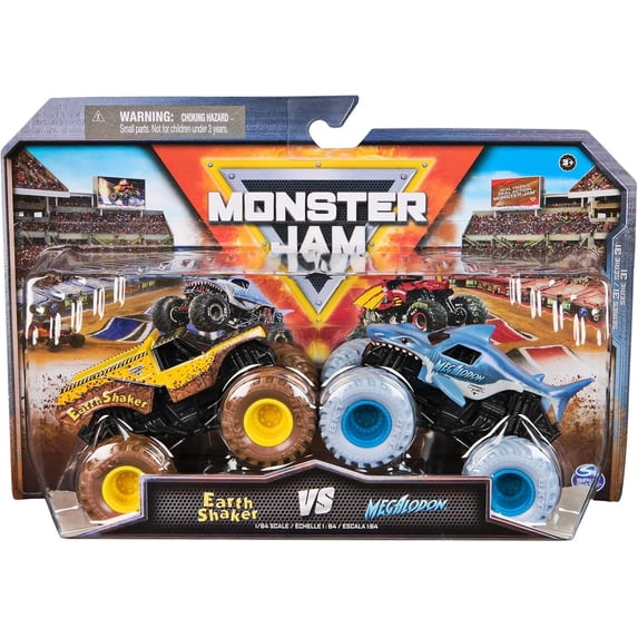 Monster Jam, Earth Shaker Vs. Megalodon Die-Cast Vehicles, 1:64 Scale