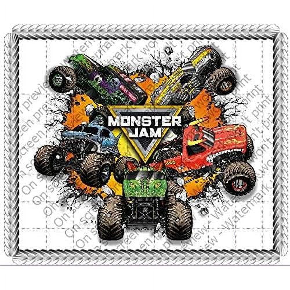 Monster Jam Edible Cake Topper Image ration Sugar Sheet - Walmart.com