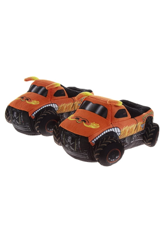 Monster Jam El Toro Loco Kids 3D Slip On Slippers Dual Sizes (Toddler Little Kid), orange Black, Size: 11-12