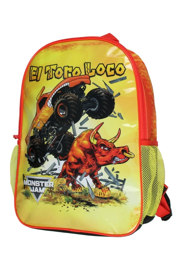 Monster Jam El Toro Loco Travel School Single Compartment Backpack For Daily Use 16"