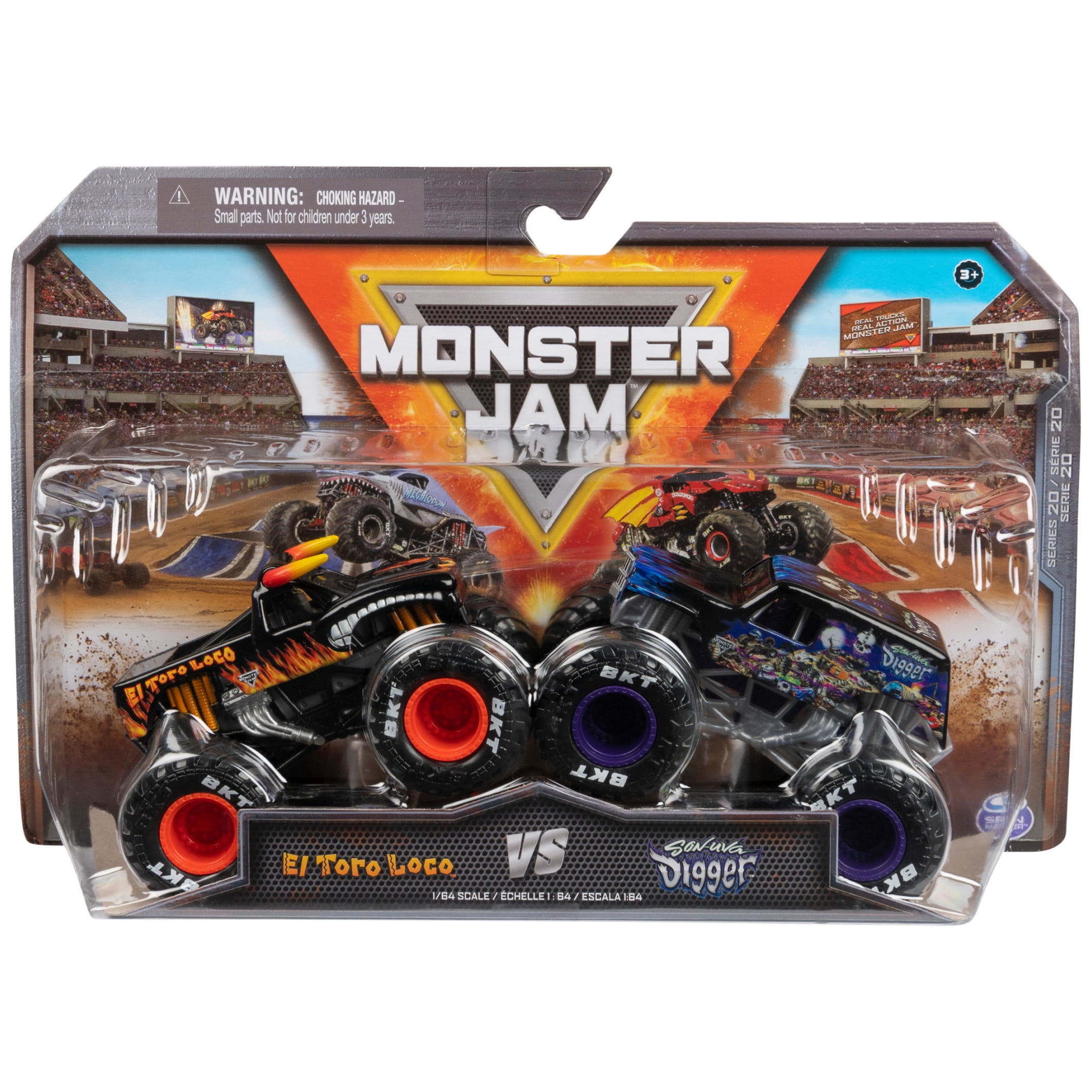 Monster Jam, El Toro Loco Vs. Son-uva Digger 1:64 Scale Die-Cast Trucks