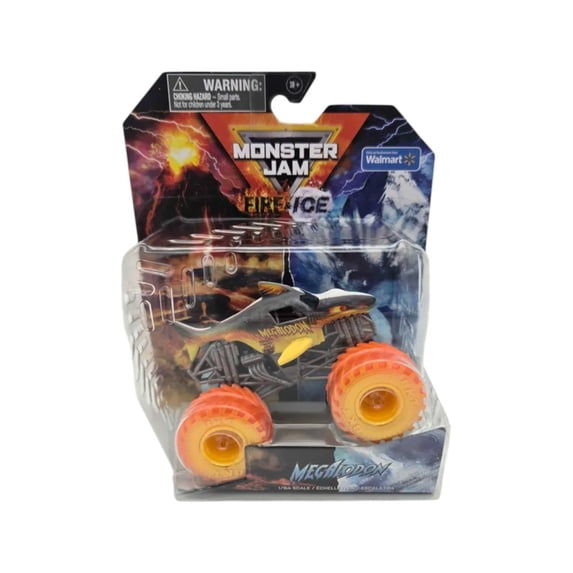 Monster Jam, Fire & Ice Megaladon Monster Truck, Die-Cast Vehicle, Walmart Exclusive, 1:64 Scale