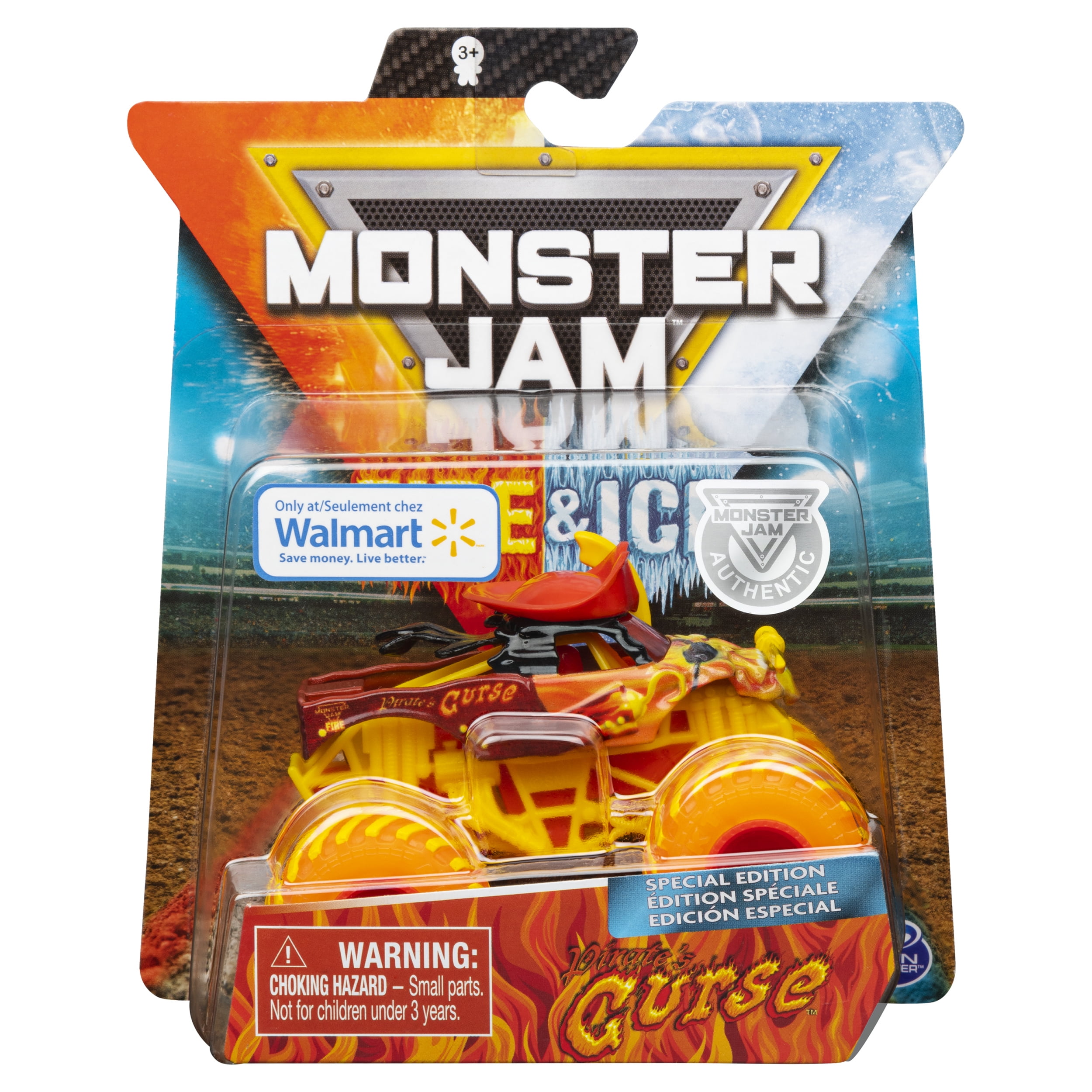 Monster Jam, Fire & Ice Pirate's Curse Monster Truck, Die-Cast Vehicle, Walmart Exclusive, 1:64 Scale