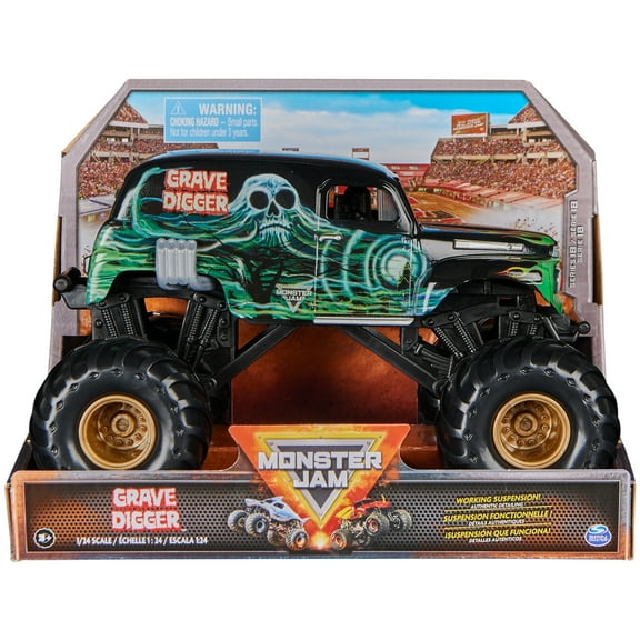 Monster Jam, Grave Digger 1:24 Scale Die-Cast Monster Truck, Girl and Boy Toys